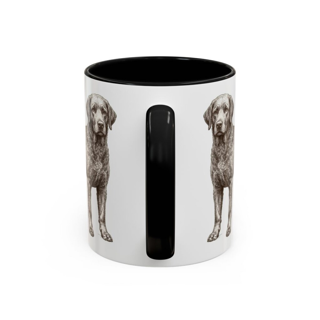 11oz Portuguese Water Dog Dog Dad Mug, Black, back view