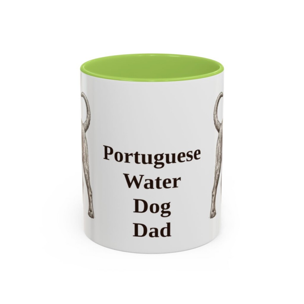 11oz Portuguese Water Dog Dog Dad Mug, Light Green, front view