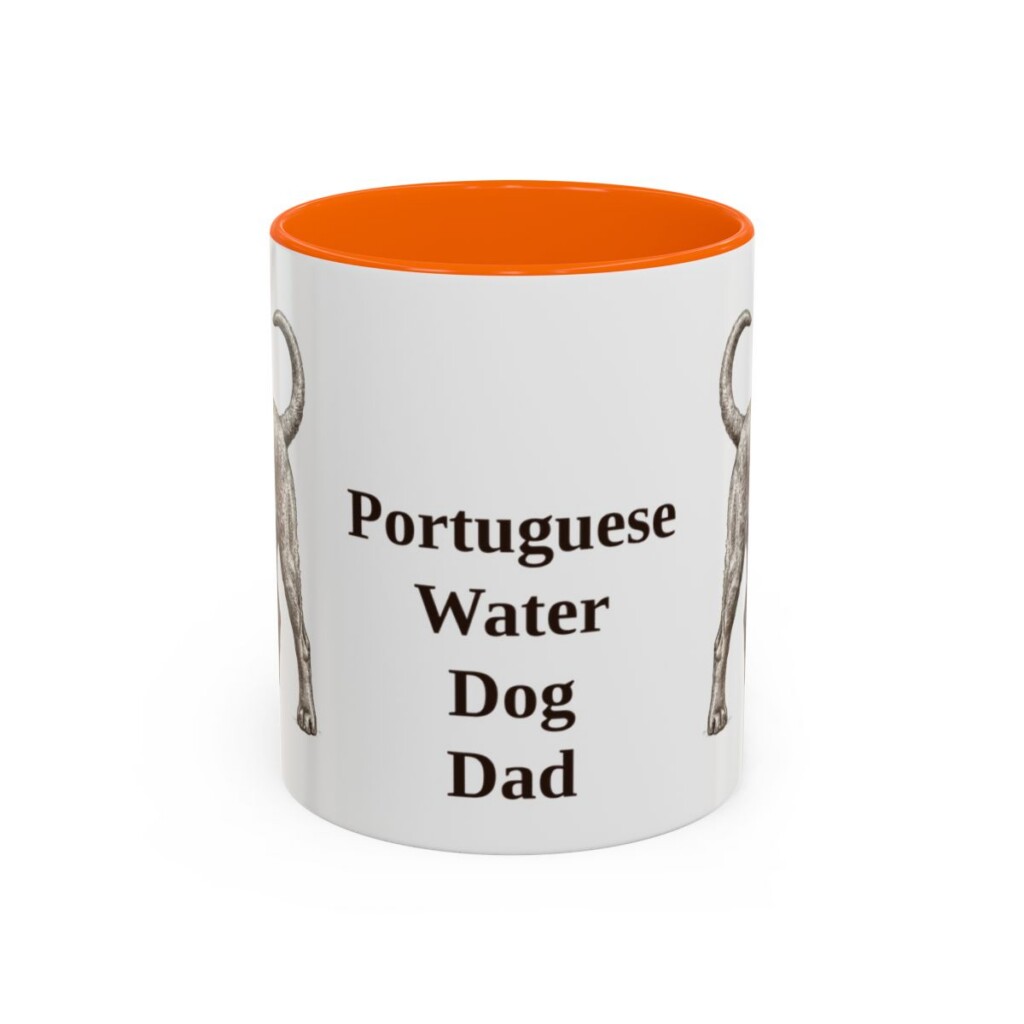11oz Portuguese Water Dog Dog Dad Mug, Orange, front view