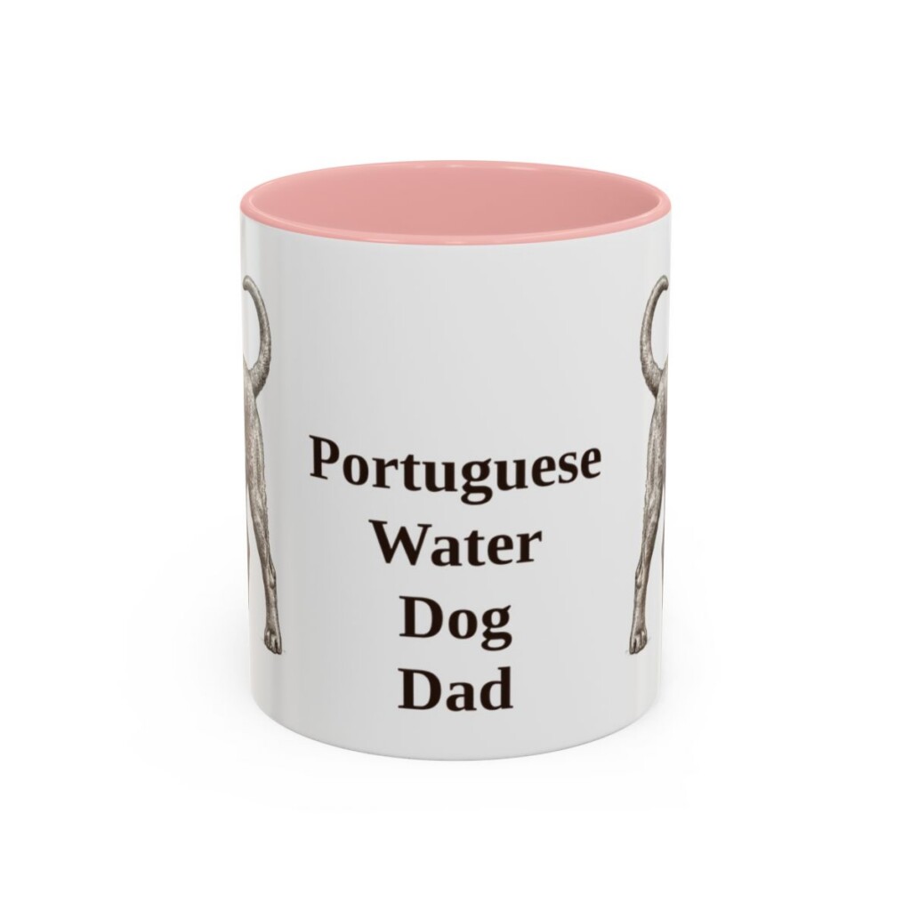 11oz Portuguese Water Dog Dog Dad Mug, Pink, front view