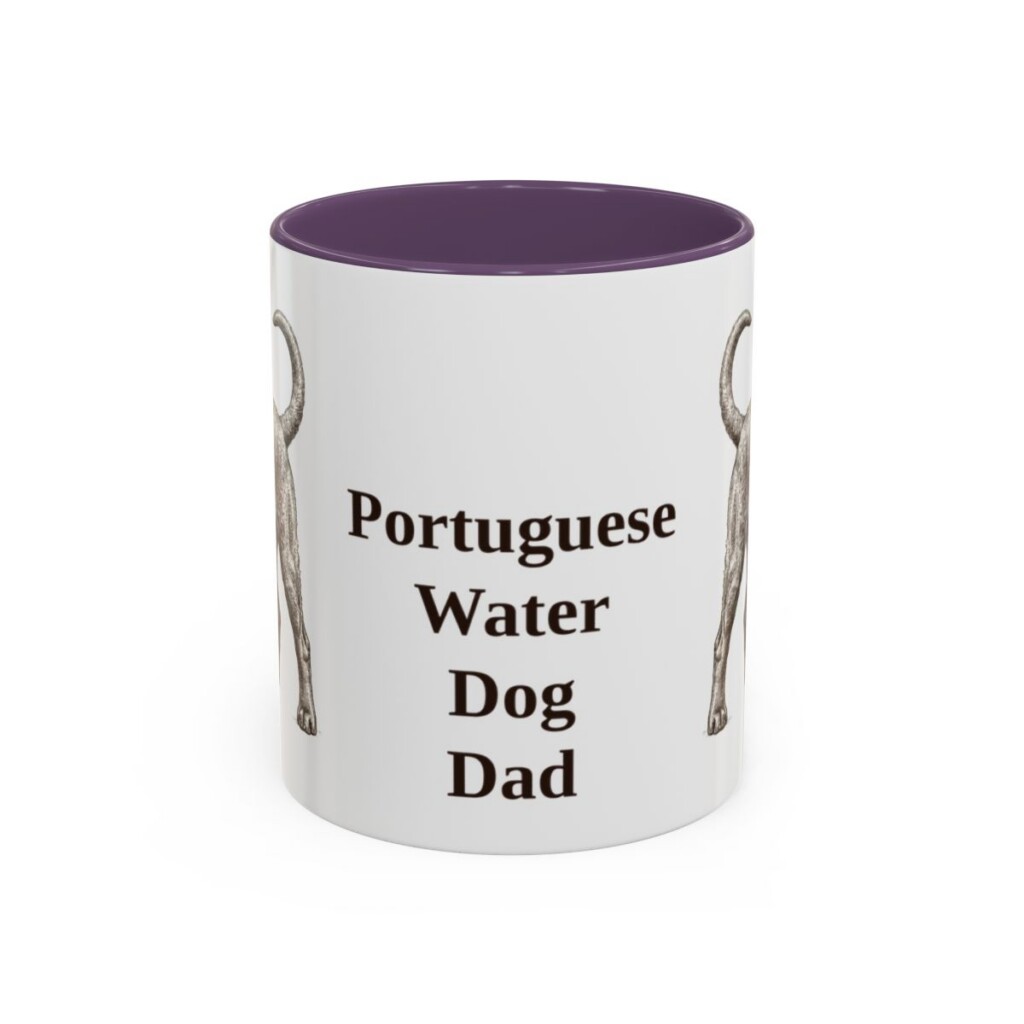 11oz Portuguese Water Dog Dog Dad Mug, Purple, front view