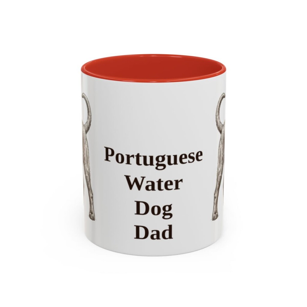 11oz Portuguese Water Dog Dog Dad Mug, Red, front view