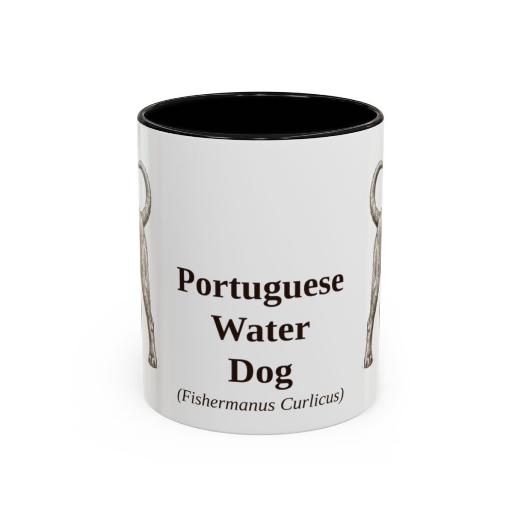 11oz Portuguese Water Dog Latin Mug, Black, front view