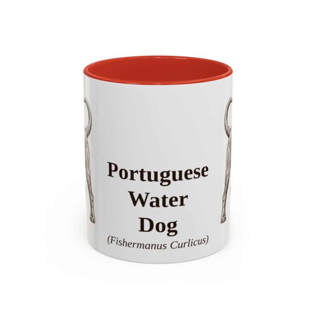 11oz Portuguese Water Dog Latin Mug, Red, front view