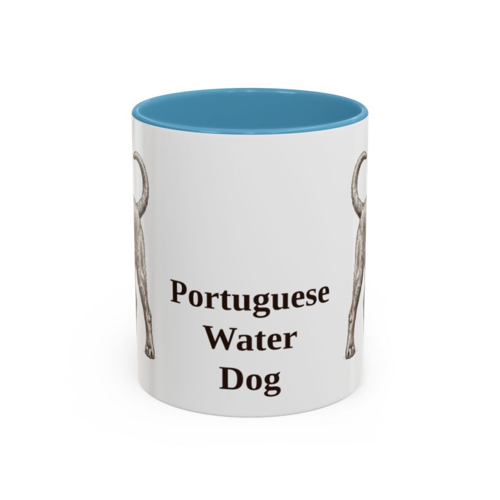 11oz Portuguese Water Dog Mug, Light Blue, front view