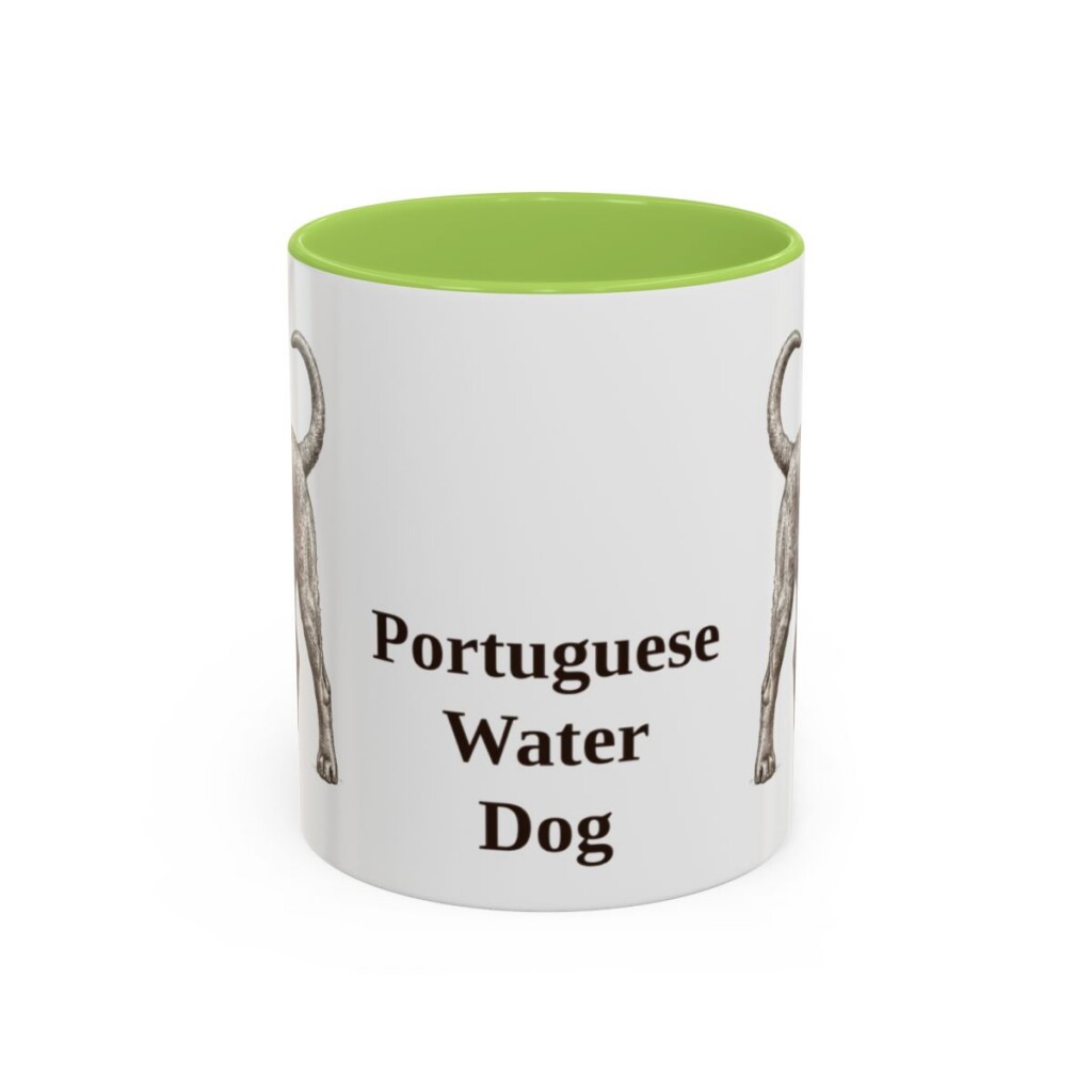 11oz Portuguese Water Dog Mug, Light Green, front view