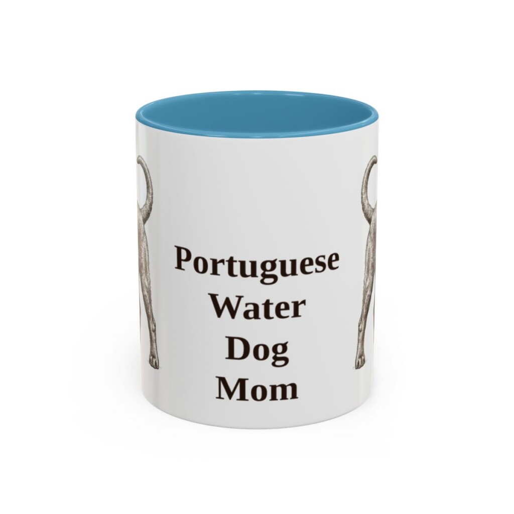 11oz Portuguese Water Dog Dog Mom Mug, Light Blue, front view
