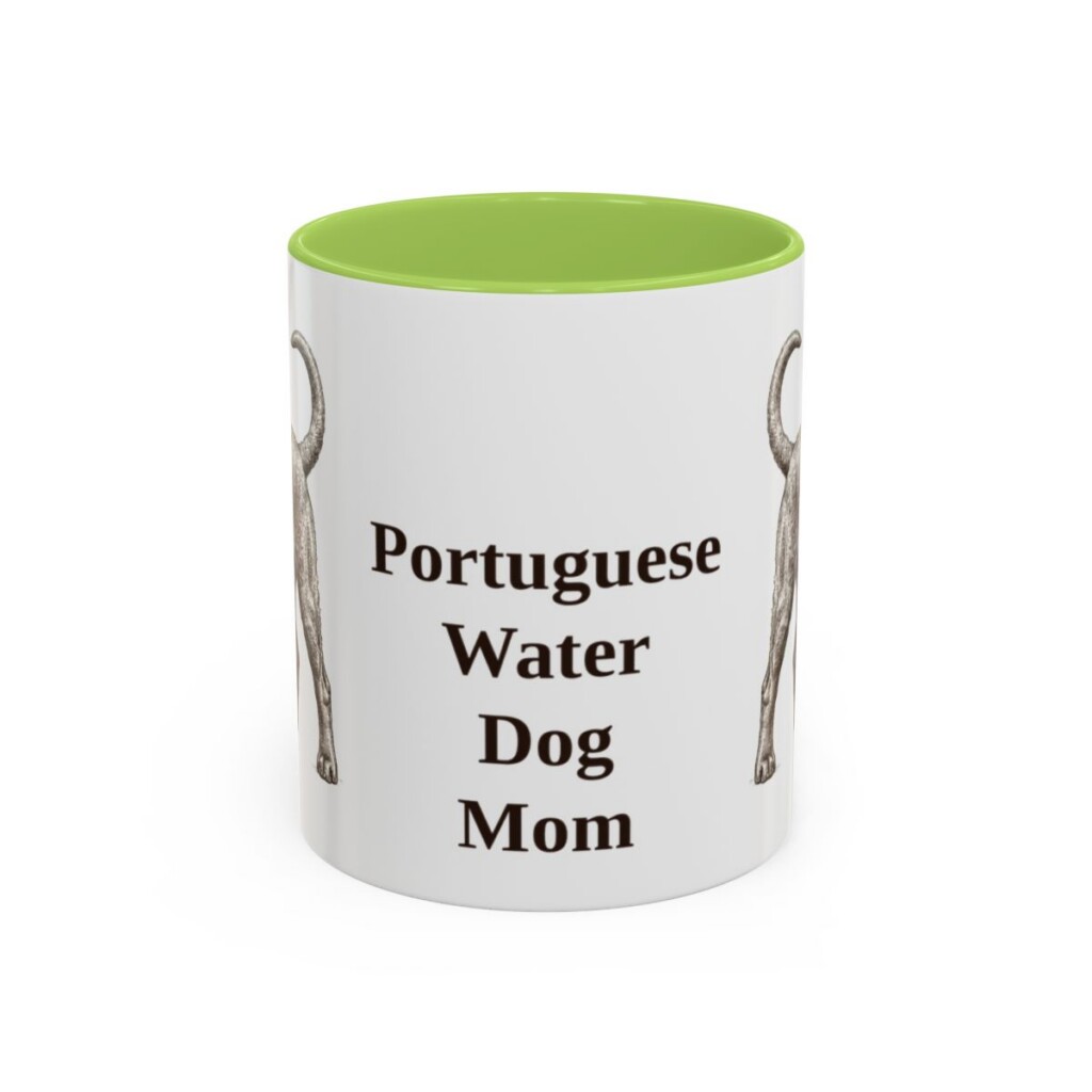 11oz Portuguese Water Dog Dog Mom Mug, Light Green, front view