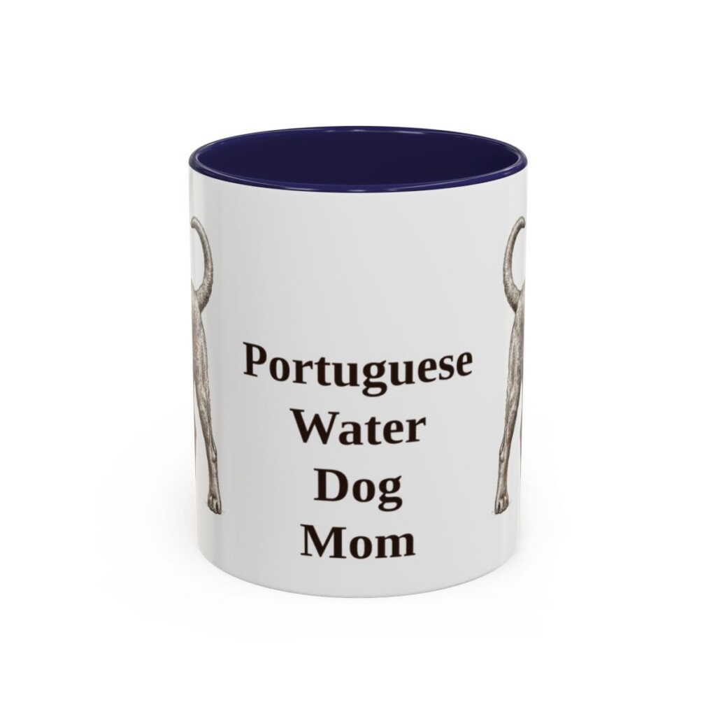 11oz Portuguese Water Dog Dog Mom Mug, Navy, front view