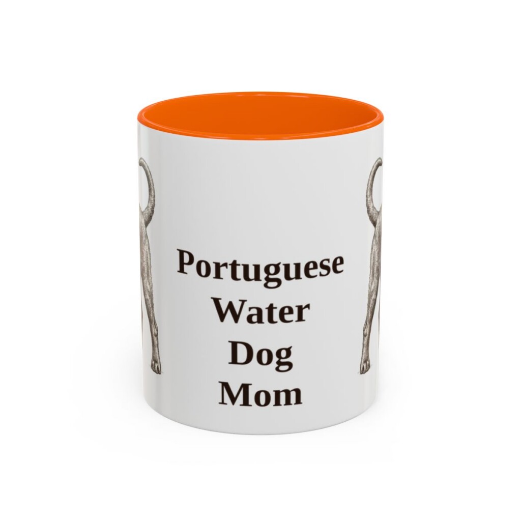 11oz Portuguese Water Dog Dog Mom Mug, Orange, front view