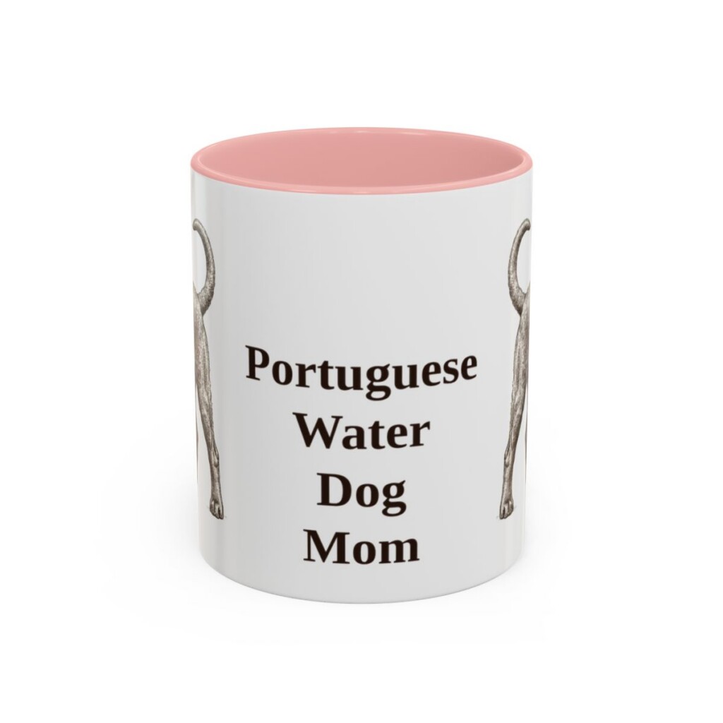 11oz Portuguese Water Dog Dog Mom Mug, Pink, front view