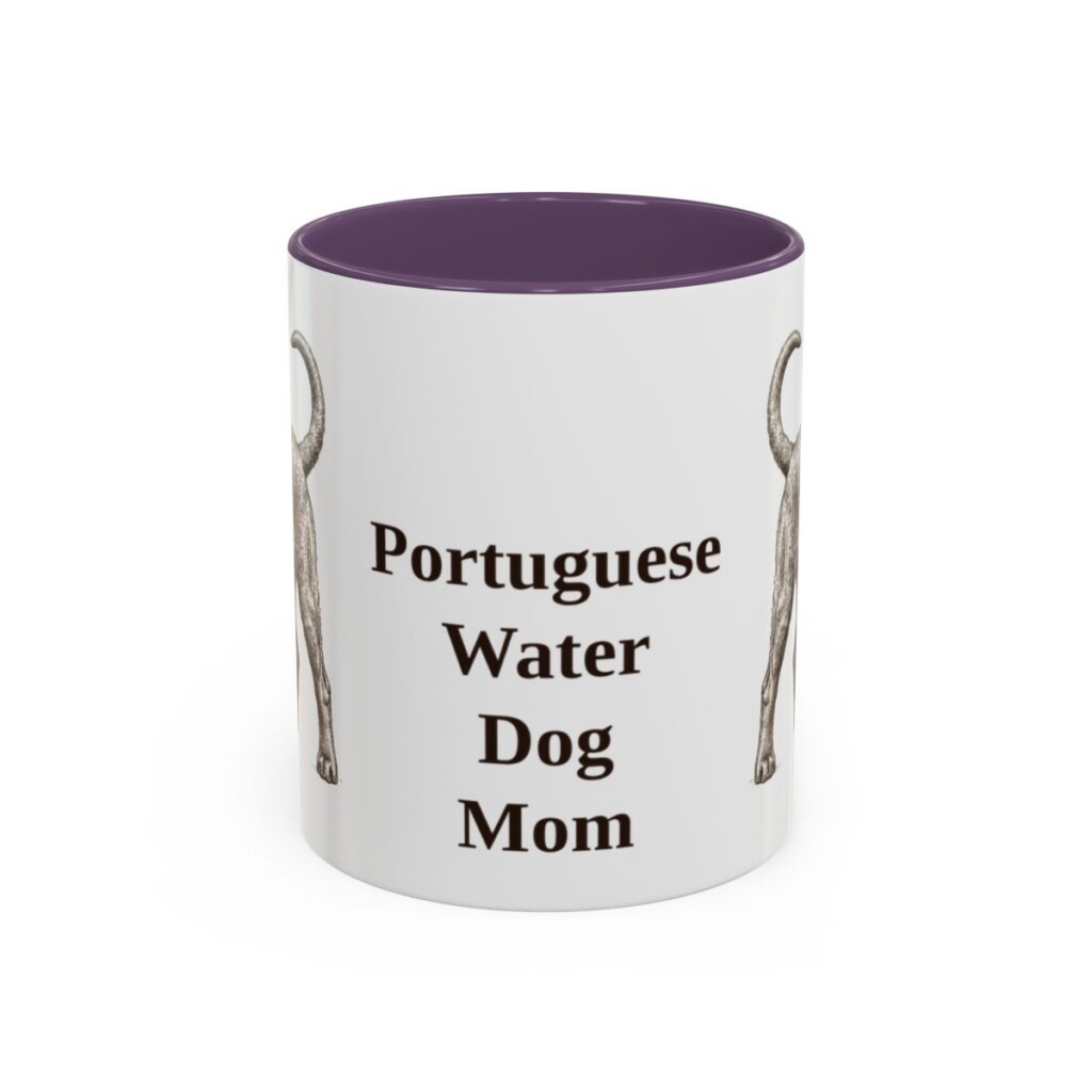 11oz Portuguese Water Dog Dog Mom Mug, Purple, front view