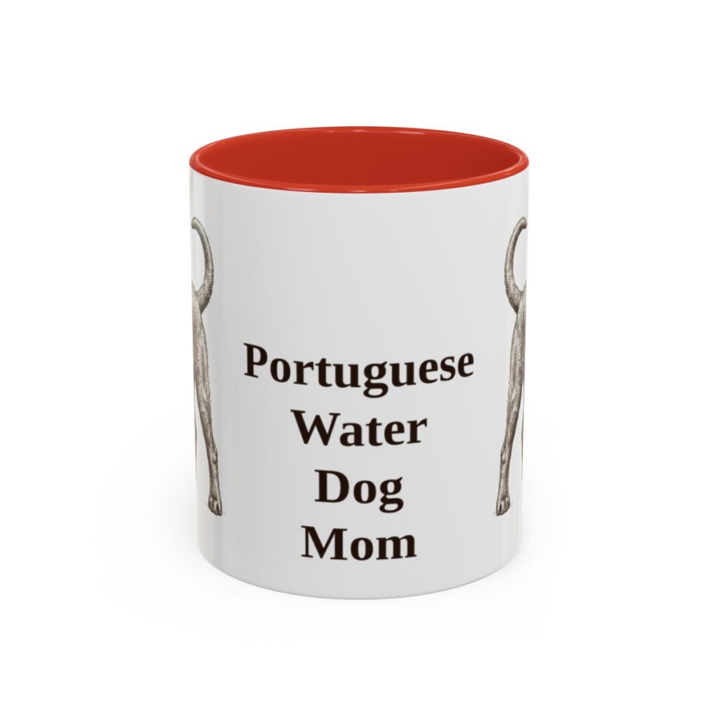 11oz Portuguese Water Dog Dog Mom Mug, Red, front view