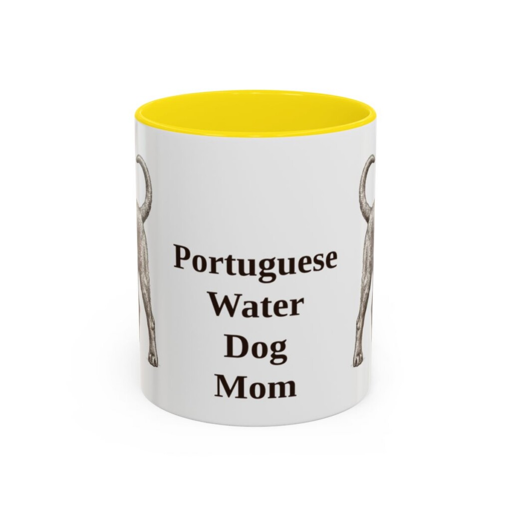 11oz Portuguese Water Dog Dog Mom Mug, Yellow, front view