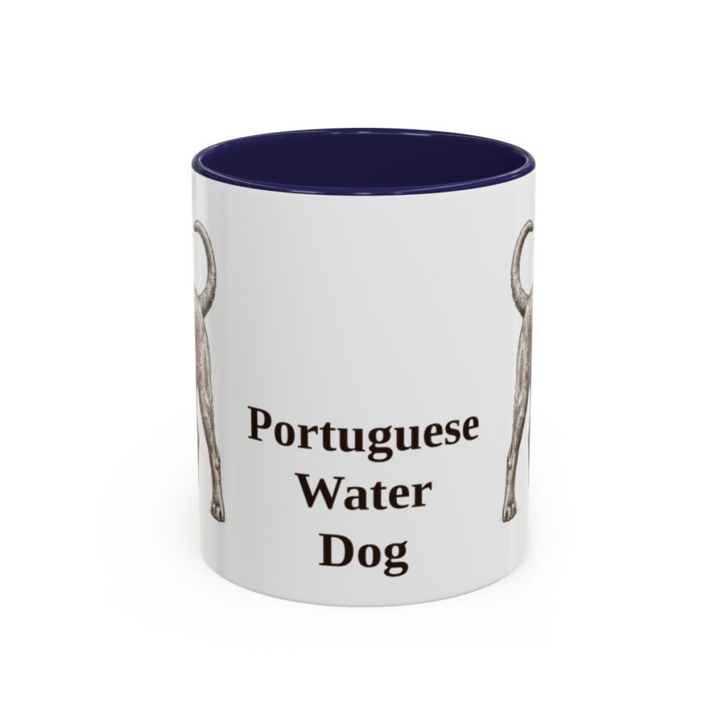 11oz Portuguese Water Dog Mug, Navy, front view
