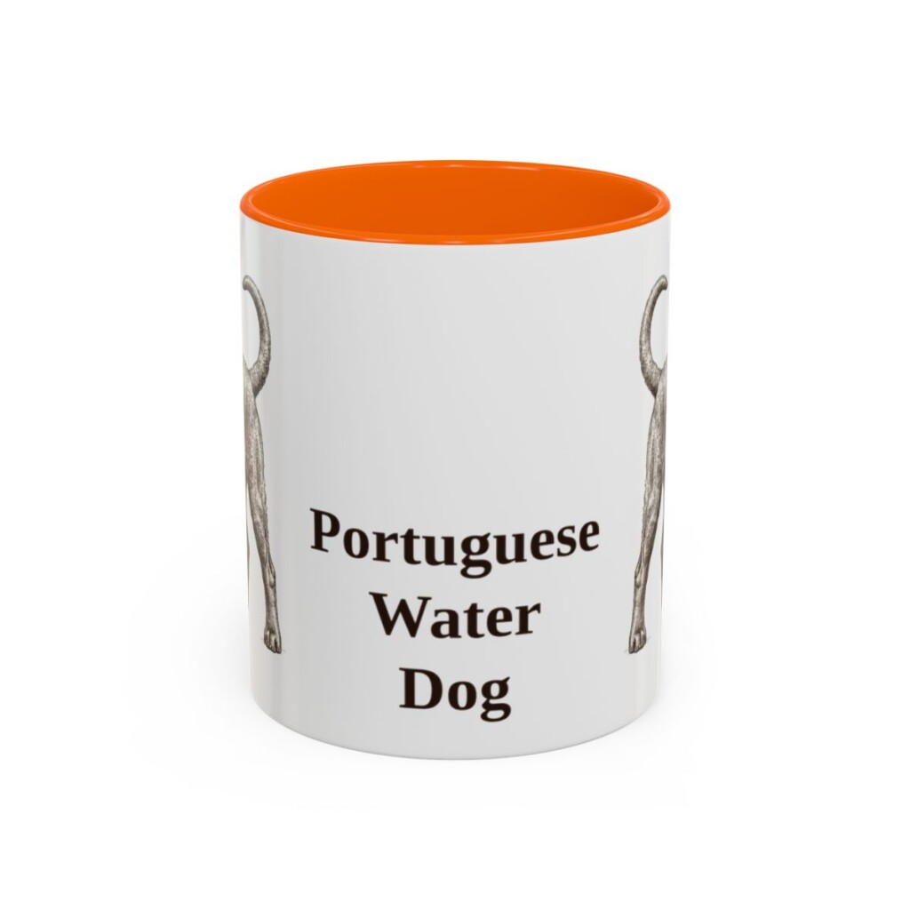 11oz Portuguese Water Dog Mug, Orange, front view