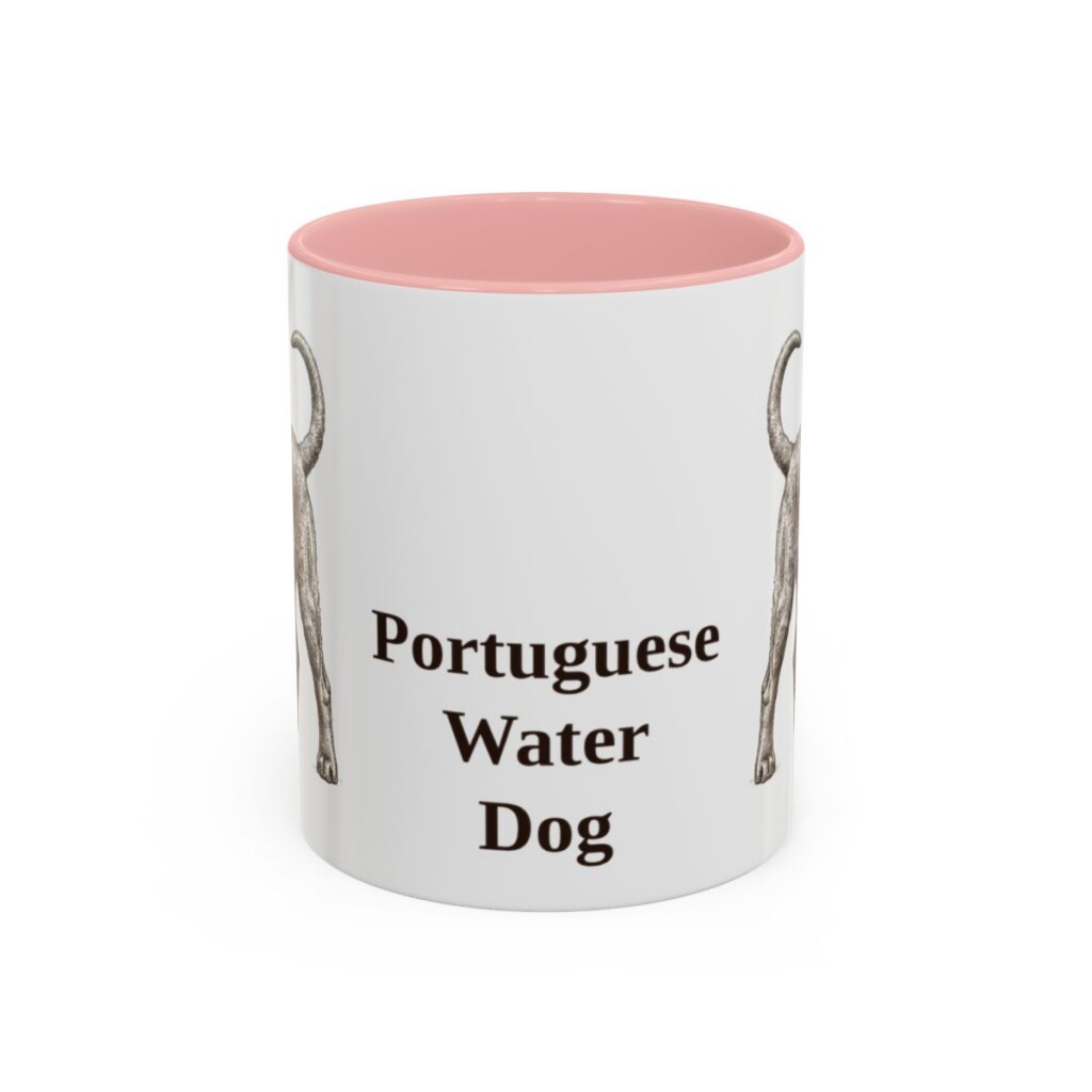 11oz Portuguese Water Dog Mug, Pink, front view