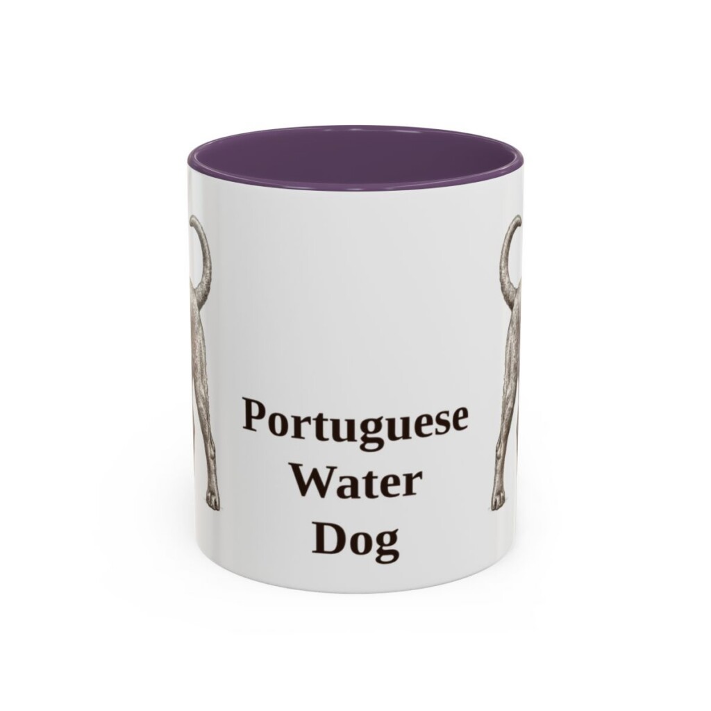 11oz Portuguese Water Dog Mug, Purple, front view