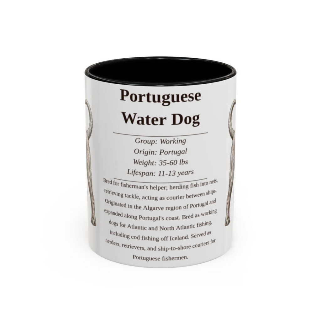 11oz Portuguese Water Dog Mug, Black, front view
