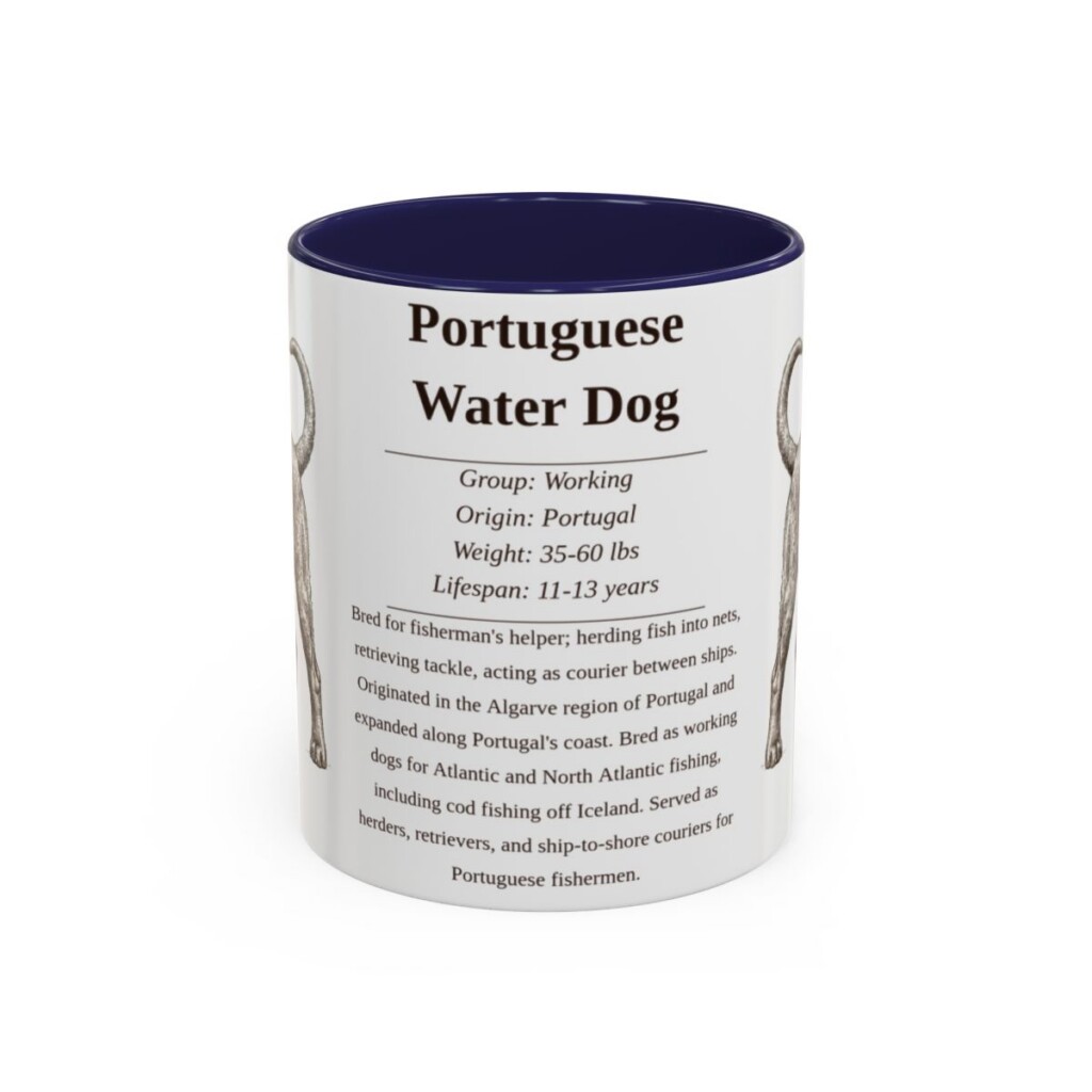 11oz Portuguese Water Dog Mug, Navy, front view