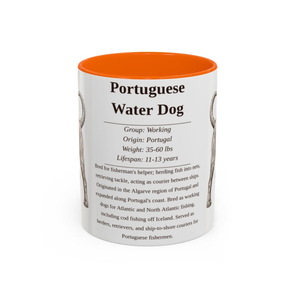 11oz Portuguese Water Dog Mug, Orange, front view