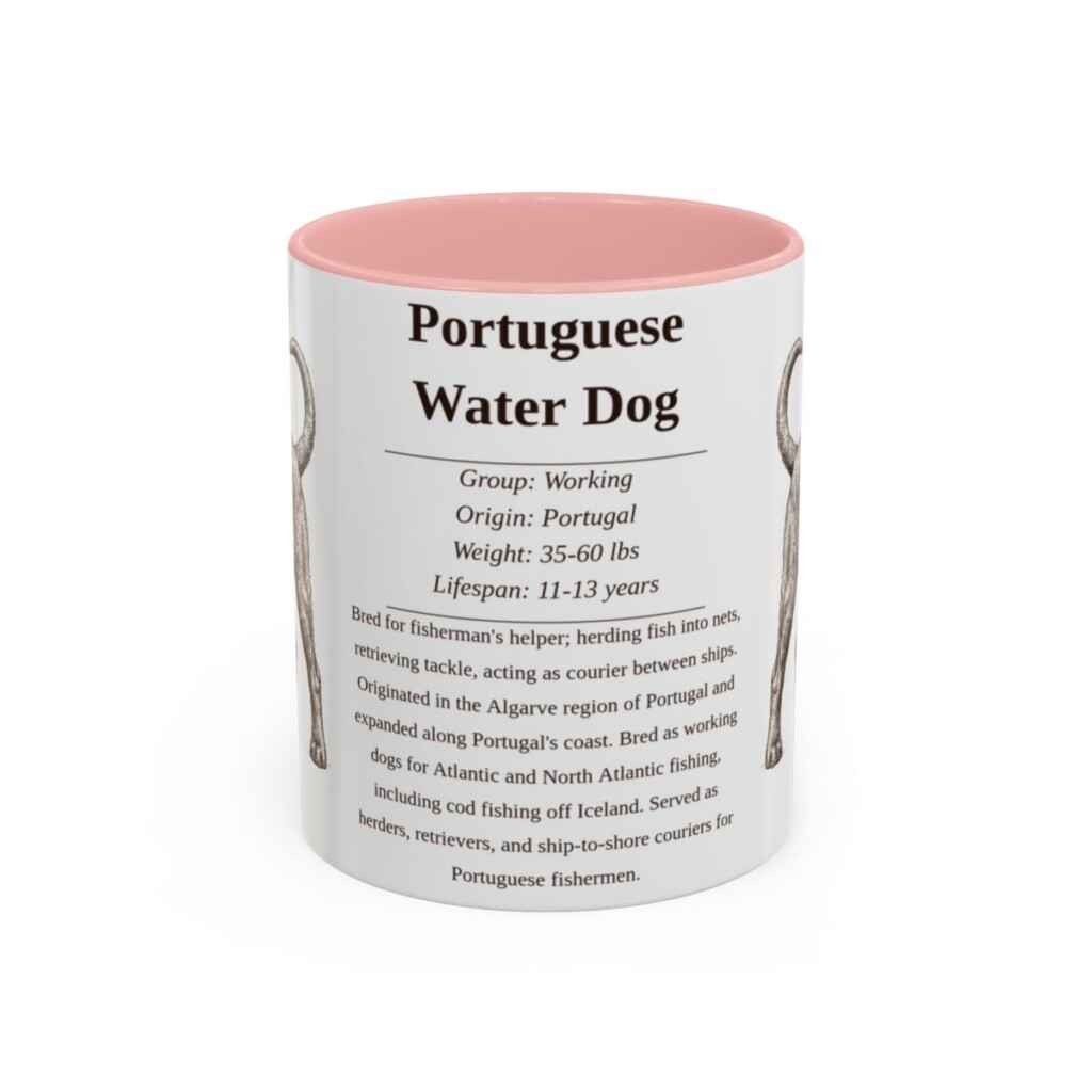 11oz Portuguese Water Dog Mug, Pink, front view