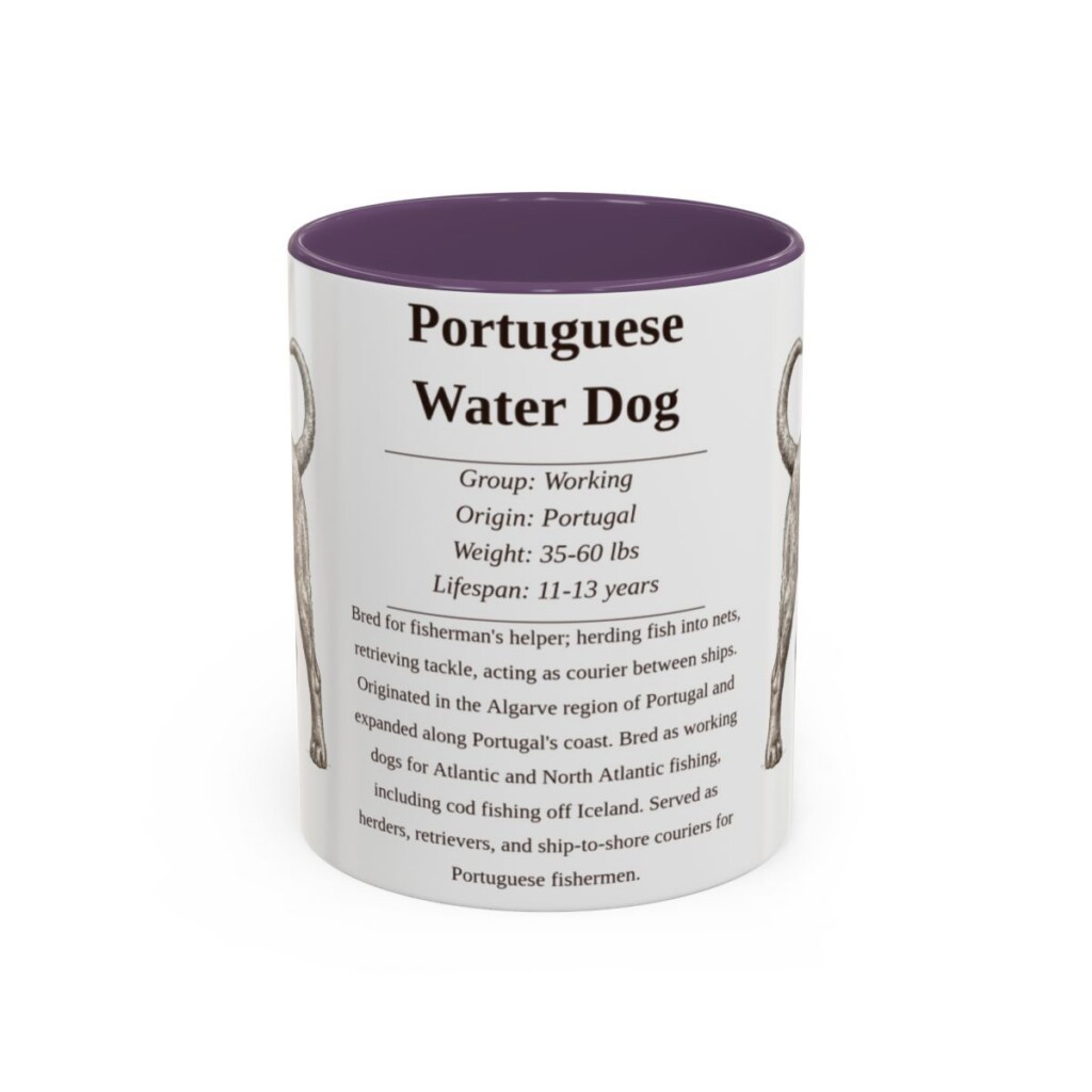 11oz Portuguese Water Dog Mug, Purple, front view