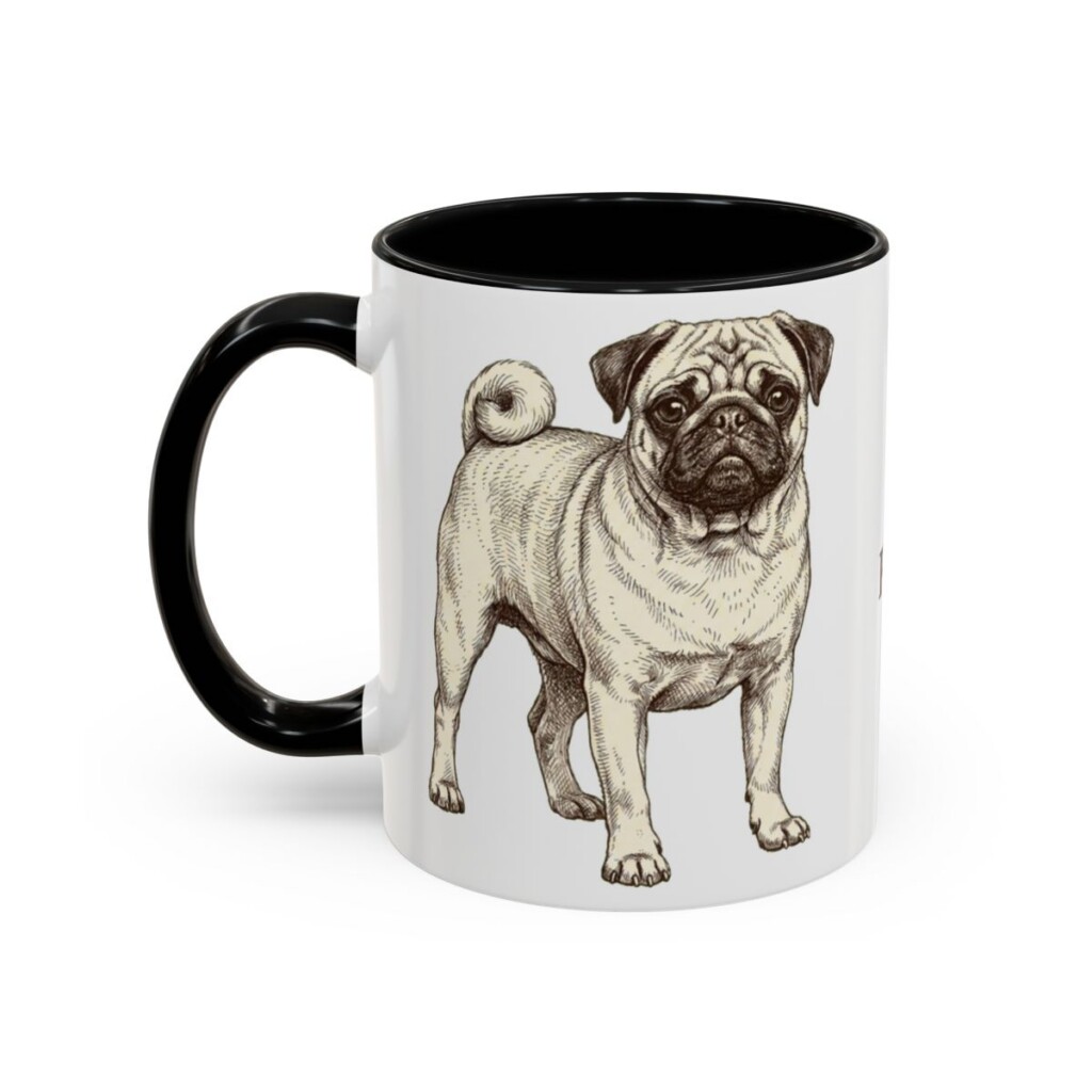 11oz Pug Mug, Black, left side view