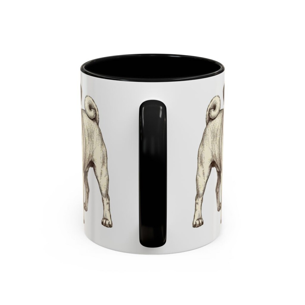 11oz Pug Latin Mug, Black, back view