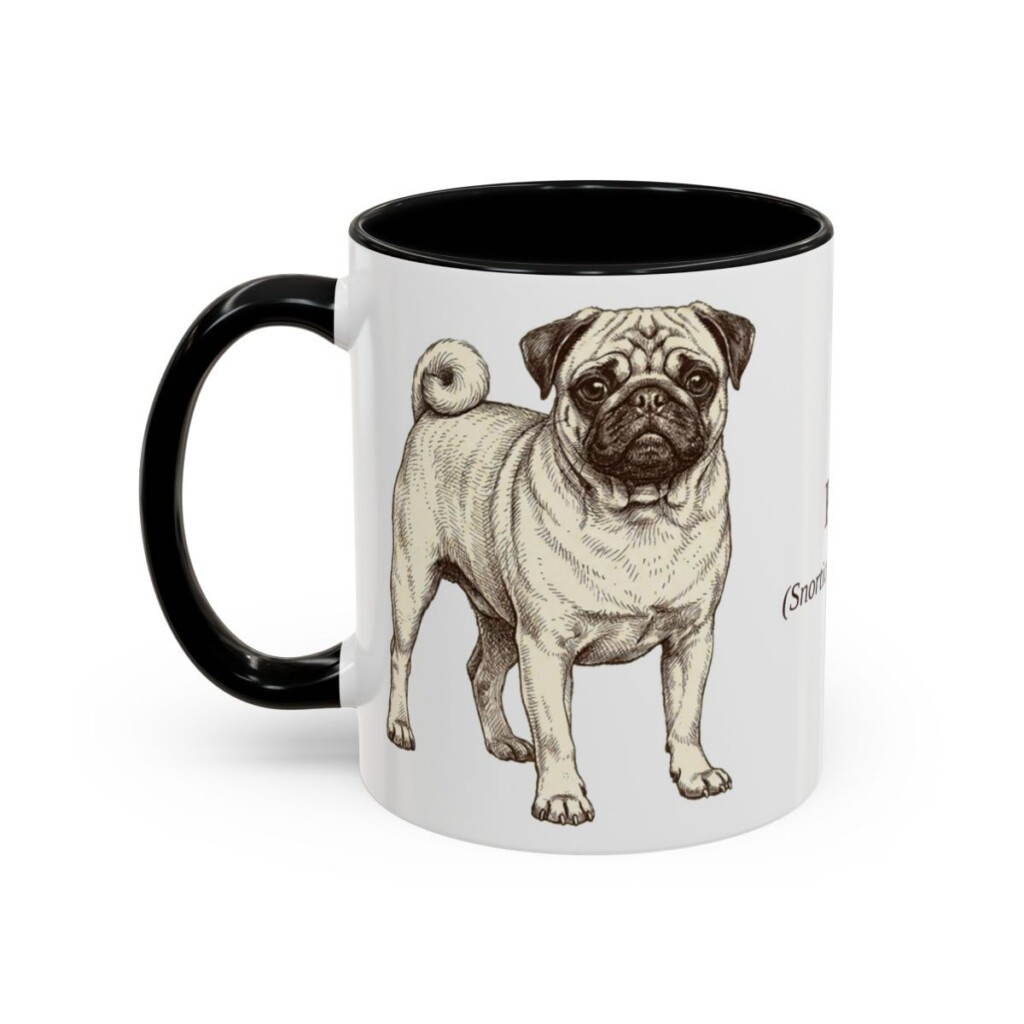 11oz Pug Latin Mug, Black, left side view