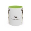 11oz Pug Latin Mug, Light Green, front view