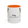 11oz Pug Latin Mug, Orange, front view