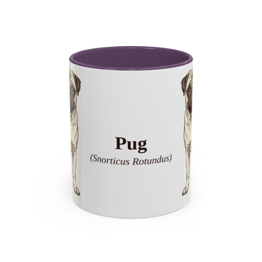 11oz Pug Latin Mug, Purple, front view