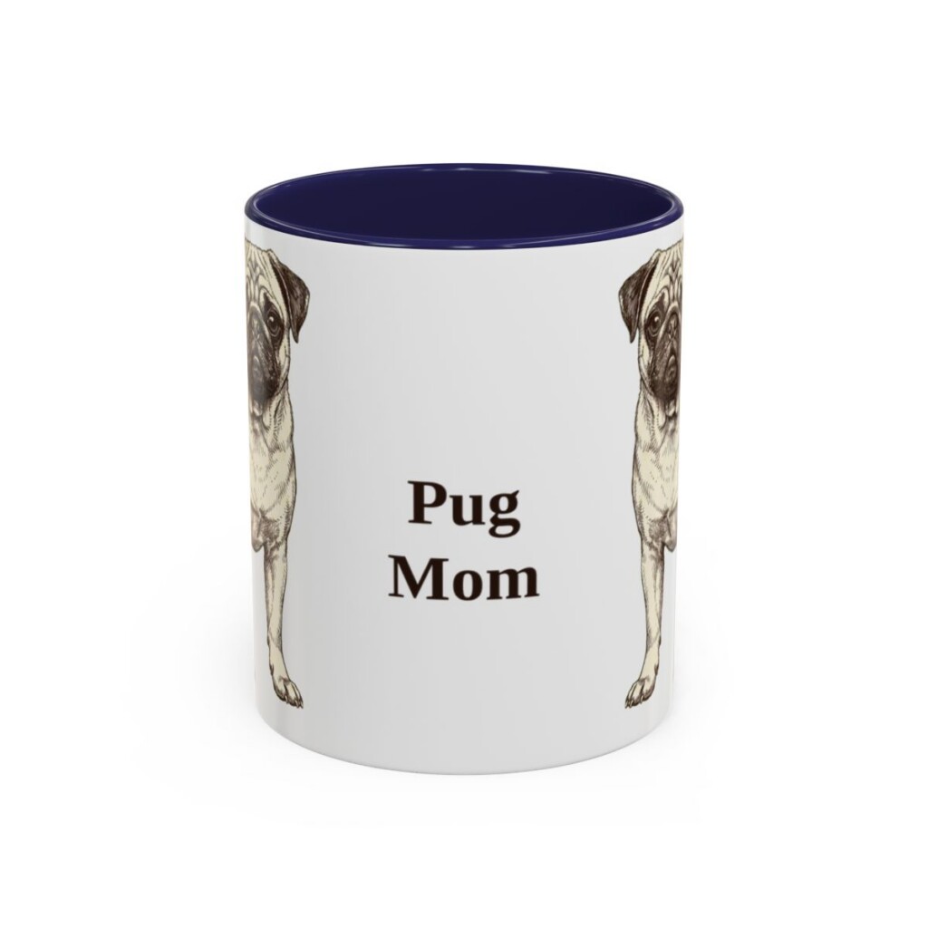 11oz Pug Dog Mom Mug, Navy, front view