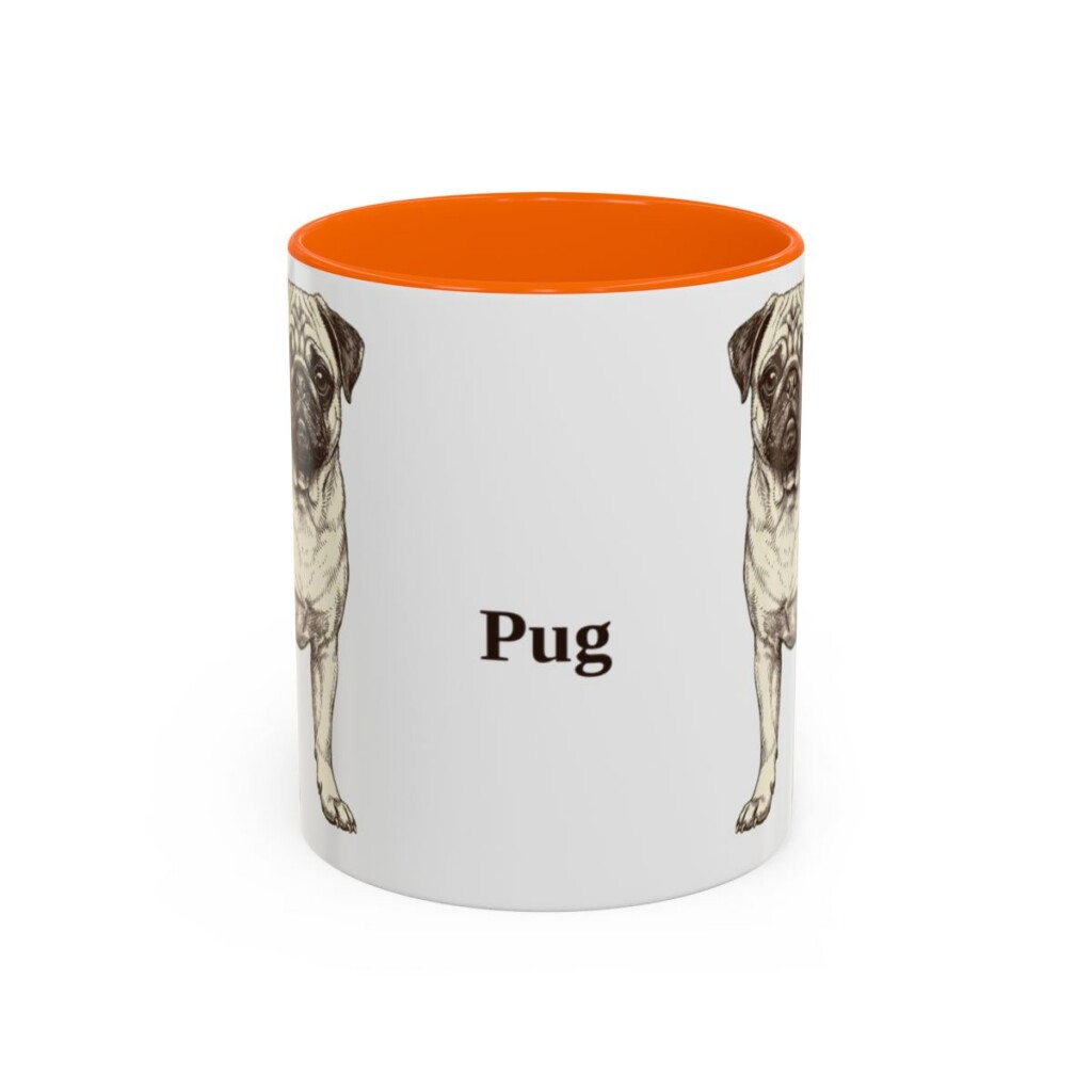 11oz Pug Mug, Orange, front view
