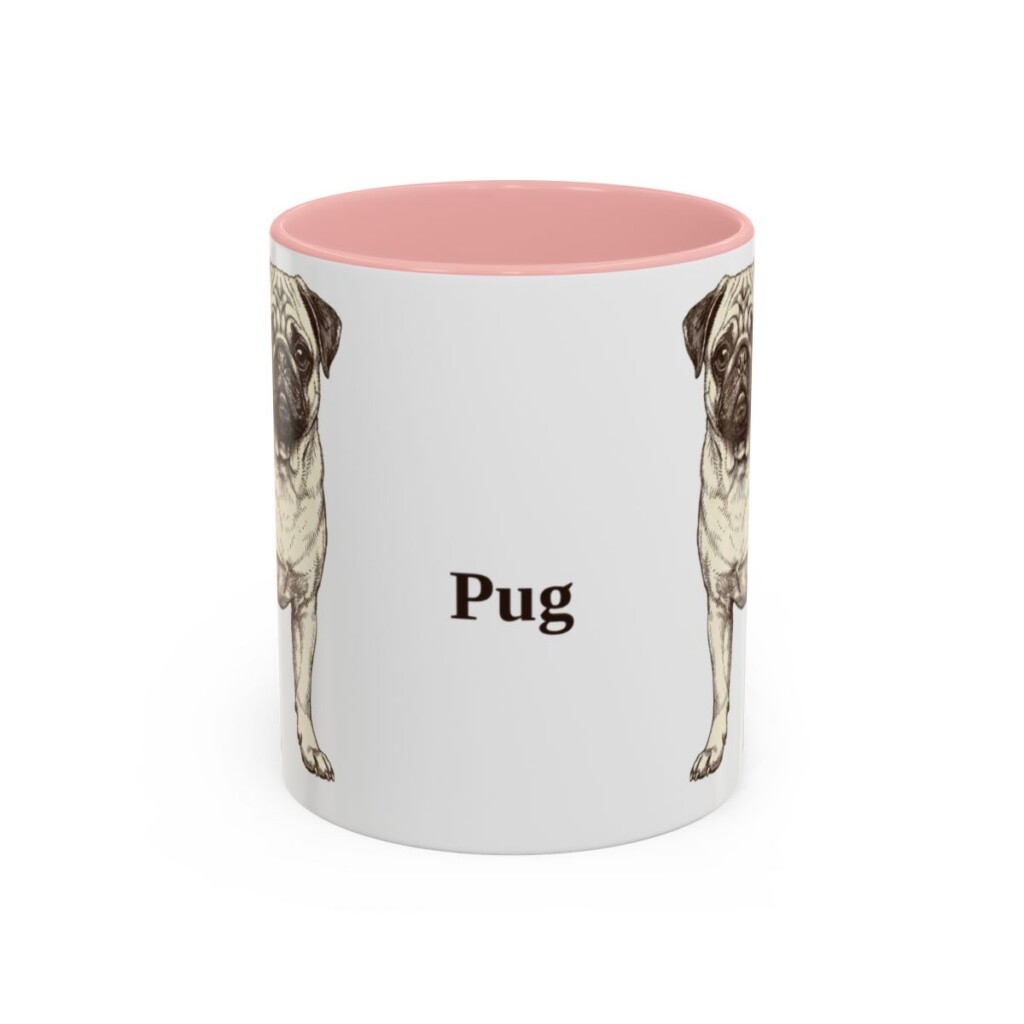 11oz Pug Mug, Pink, front view