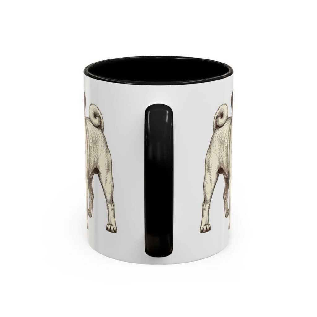 11oz Pug Mug, Black, back view