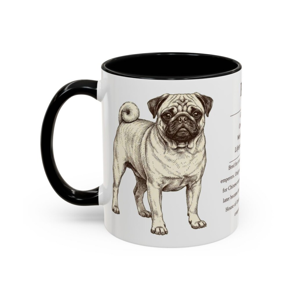 11oz Pug Mug, Black, left side view