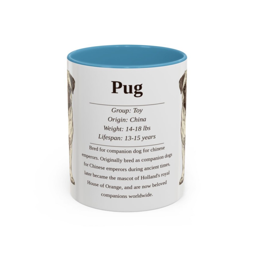 11oz Pug Mug, Light Blue, front view