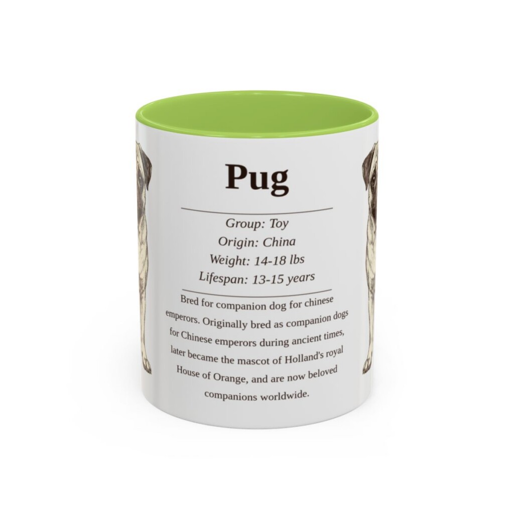 11oz Pug Mug, Light Green, front view