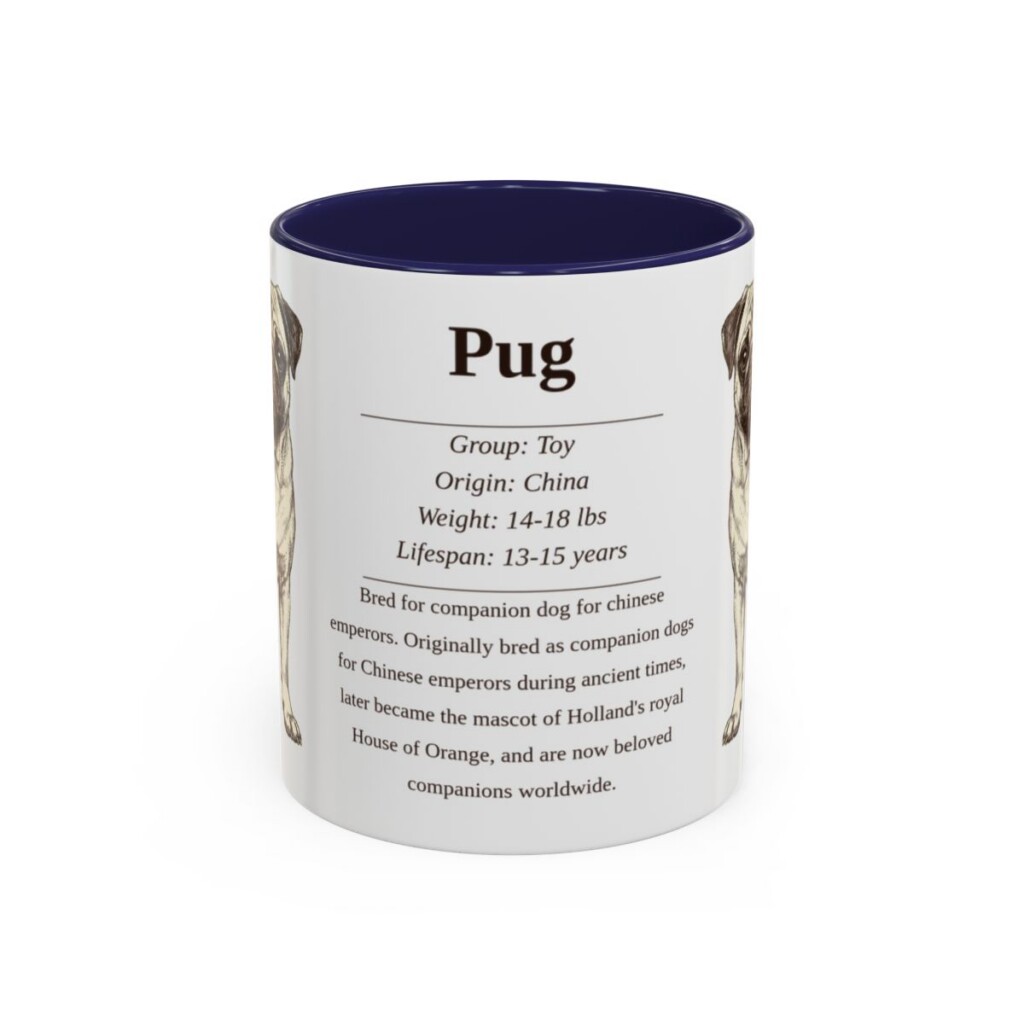 11oz Pug Mug, Navy, front view