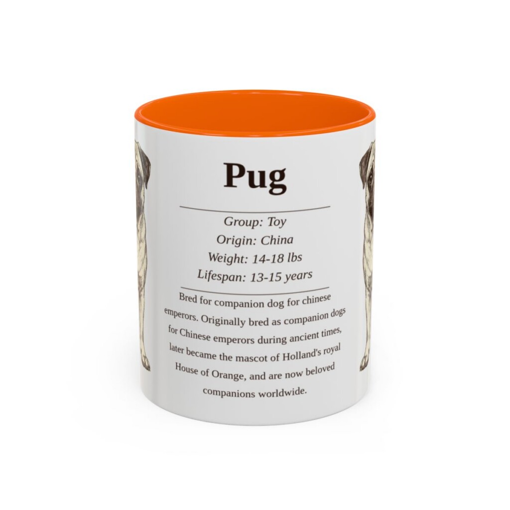 11oz Pug Mug, Orange, front view