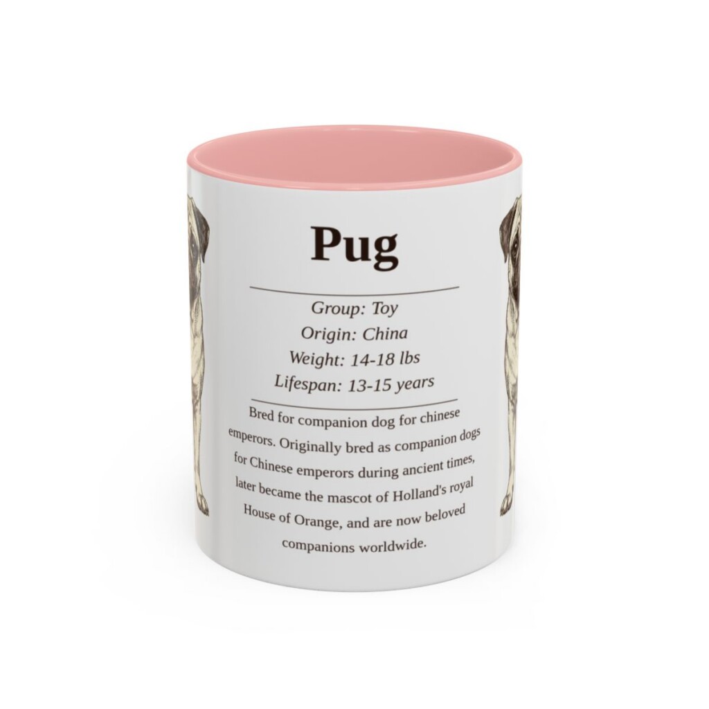 11oz Pug Mug, Pink, front view