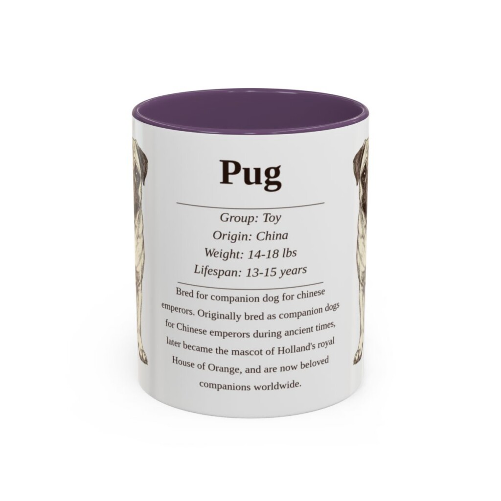 11oz Pug Mug, Purple, front view
