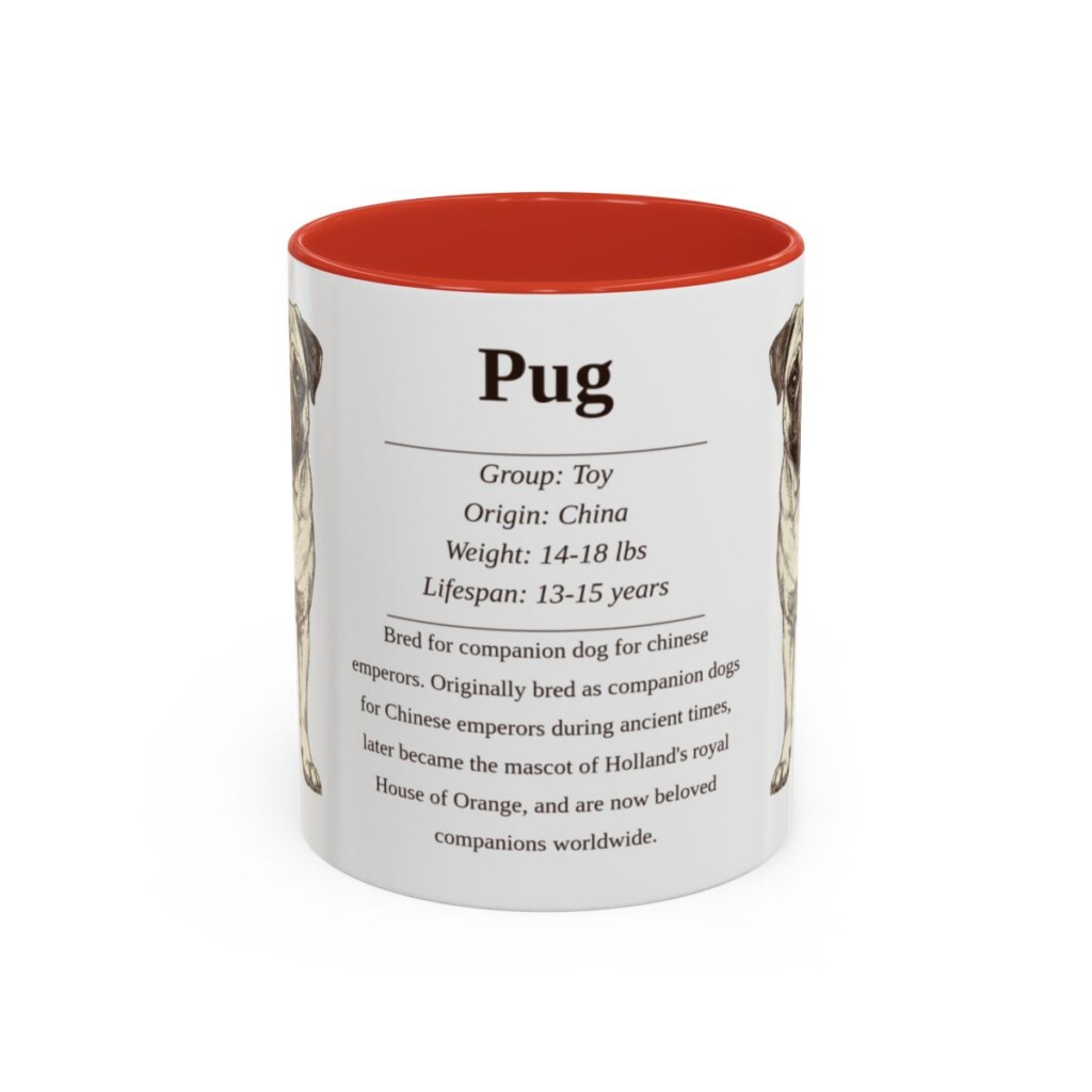 11oz Pug Mug, Red, front view