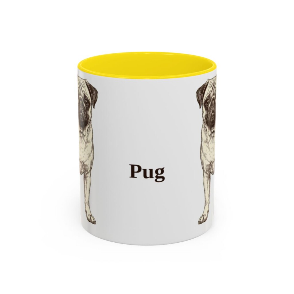 11oz Pug Mug, Yellow, front view