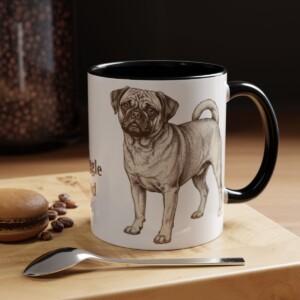 11oz Puggle Dog Dad Mug, Black, lifestyle photo