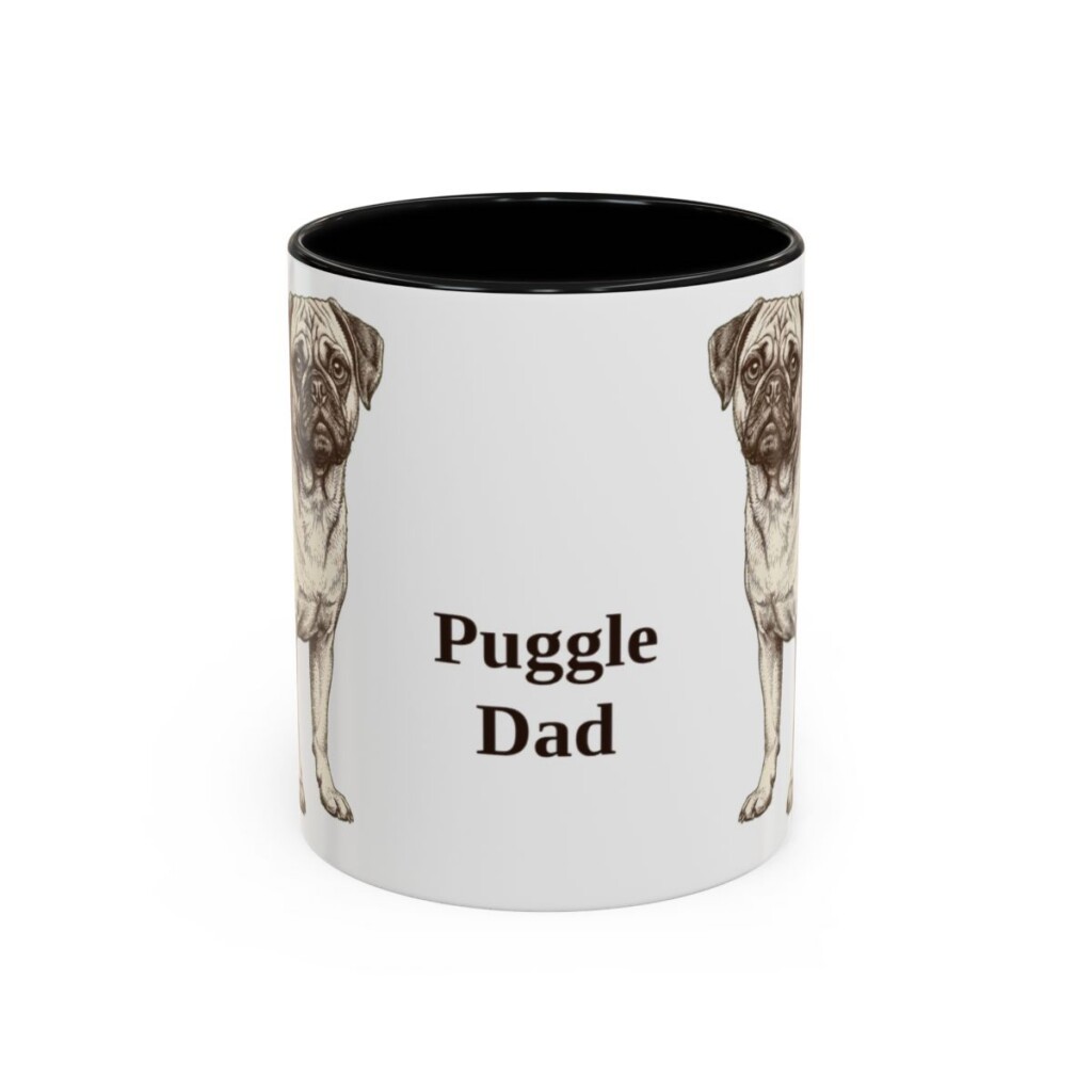 11oz Puggle Dog Dad Mug, Black, front view