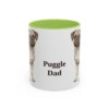 11oz Puggle Dog Dad Mug, Light Green, front view