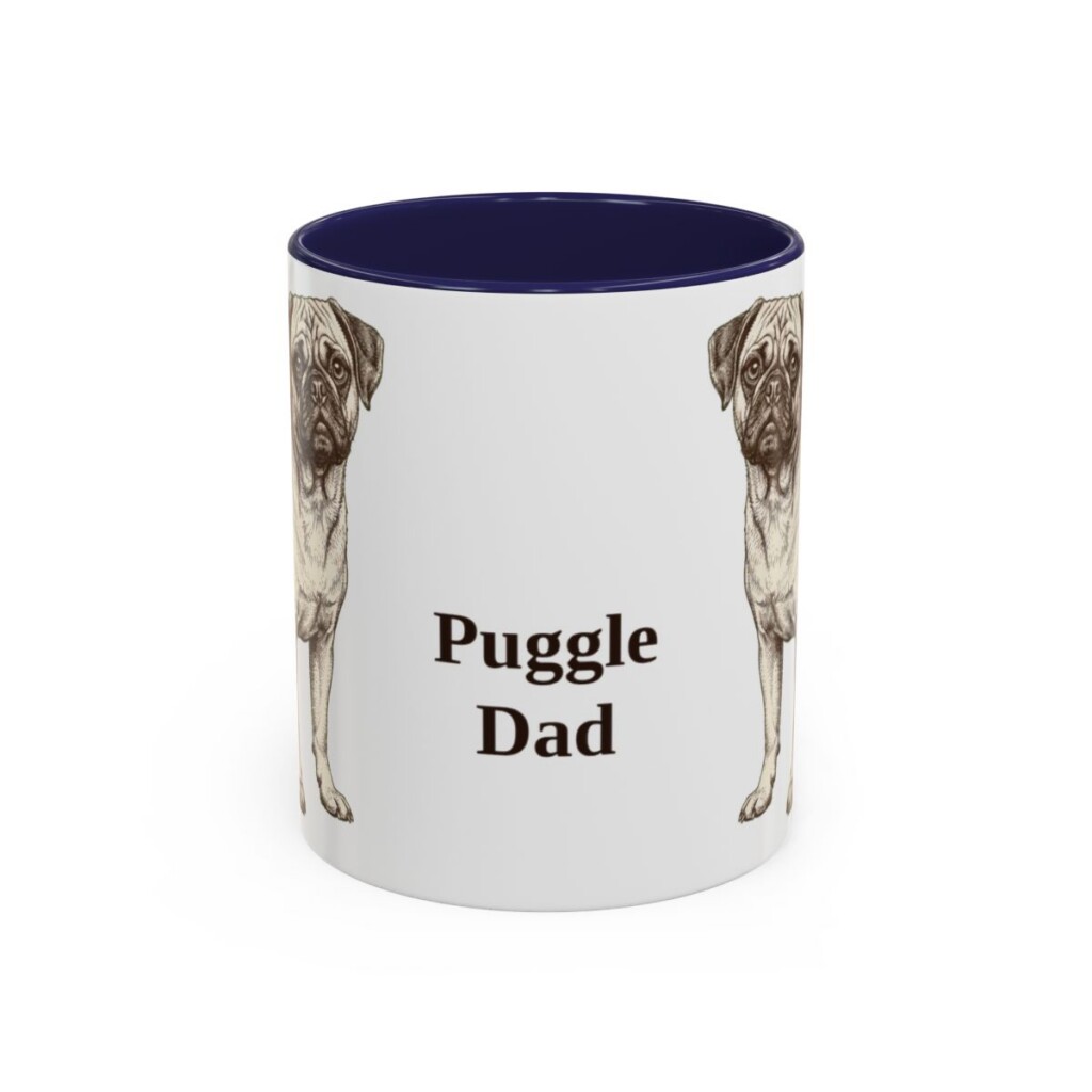 11oz Puggle Dog Dad Mug, Navy, front view